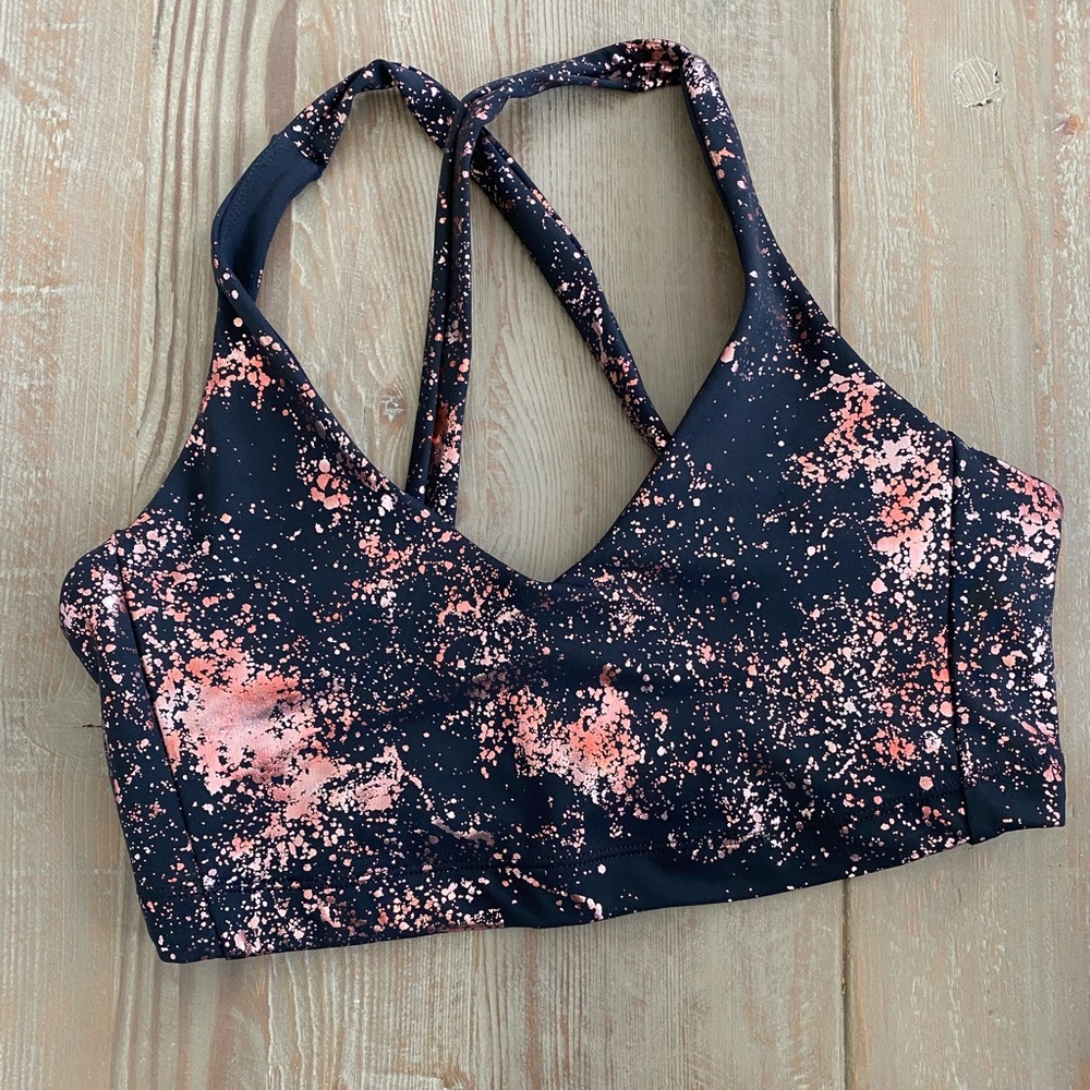 Gently worn Carbon38 Art Foil Cross Back Bra sz S